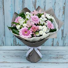 Букет цветов из:  Герберы, Альстромерии и Хризантемы #REPLACE_PRED# Кагальницкой