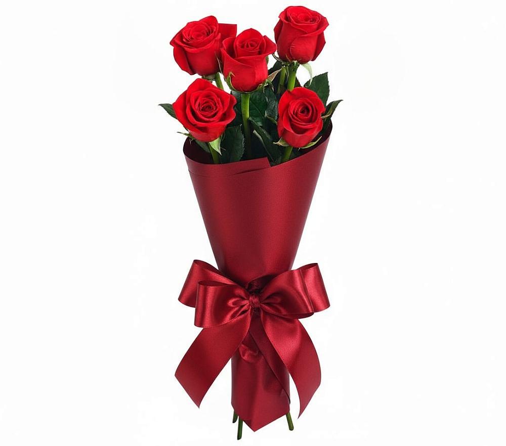 Букет 5 Красных роз Эдлесс Лав в Кагальницкой