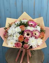 Букет цветов из:  Розы, Герберы и Хризантемы в Кагальницкой
