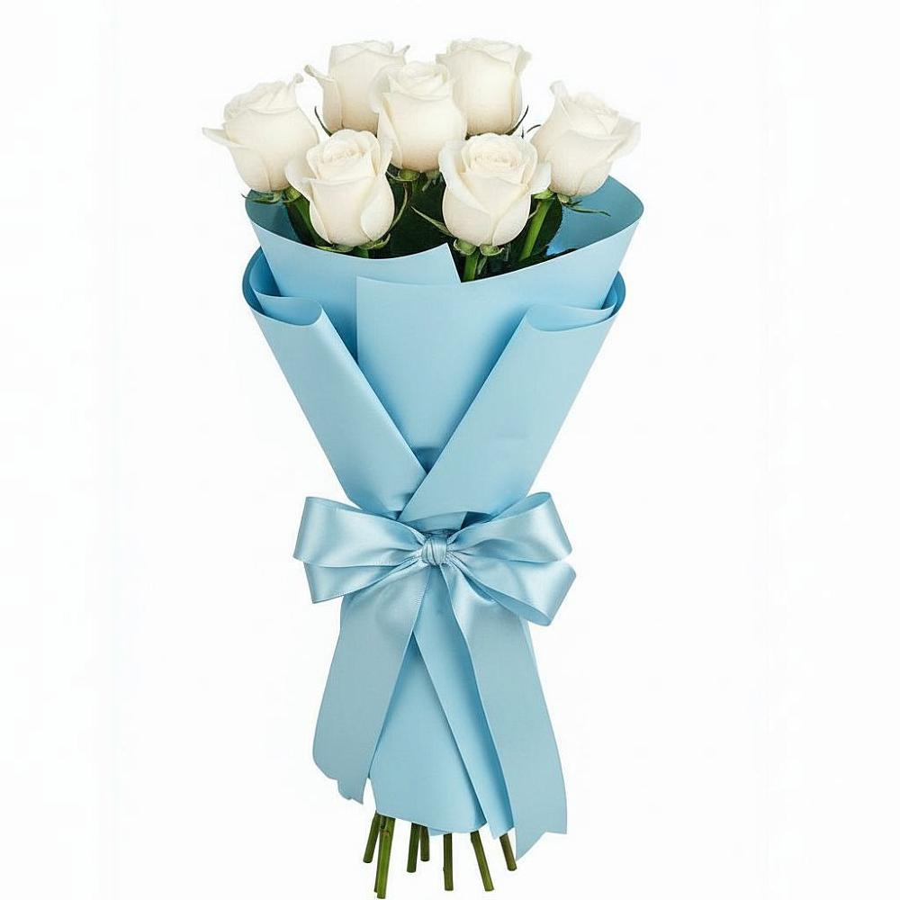 Букет 7 белых роз Проуд в Кагальницкой