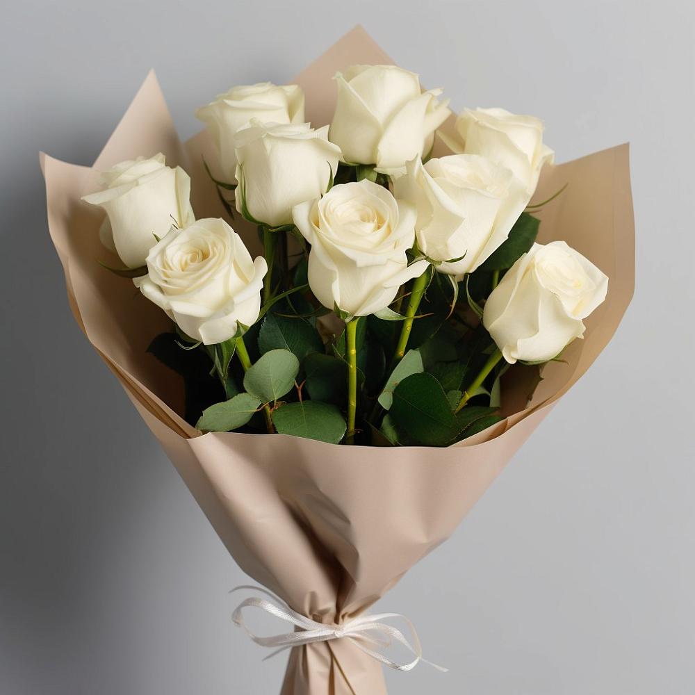 Букет 9 Белых роз Эдлесс Лав в Кагальницкой