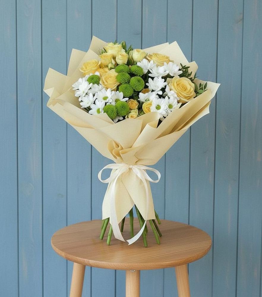 Букет цветов из: Хризантемы и Розы в Кагальницкой