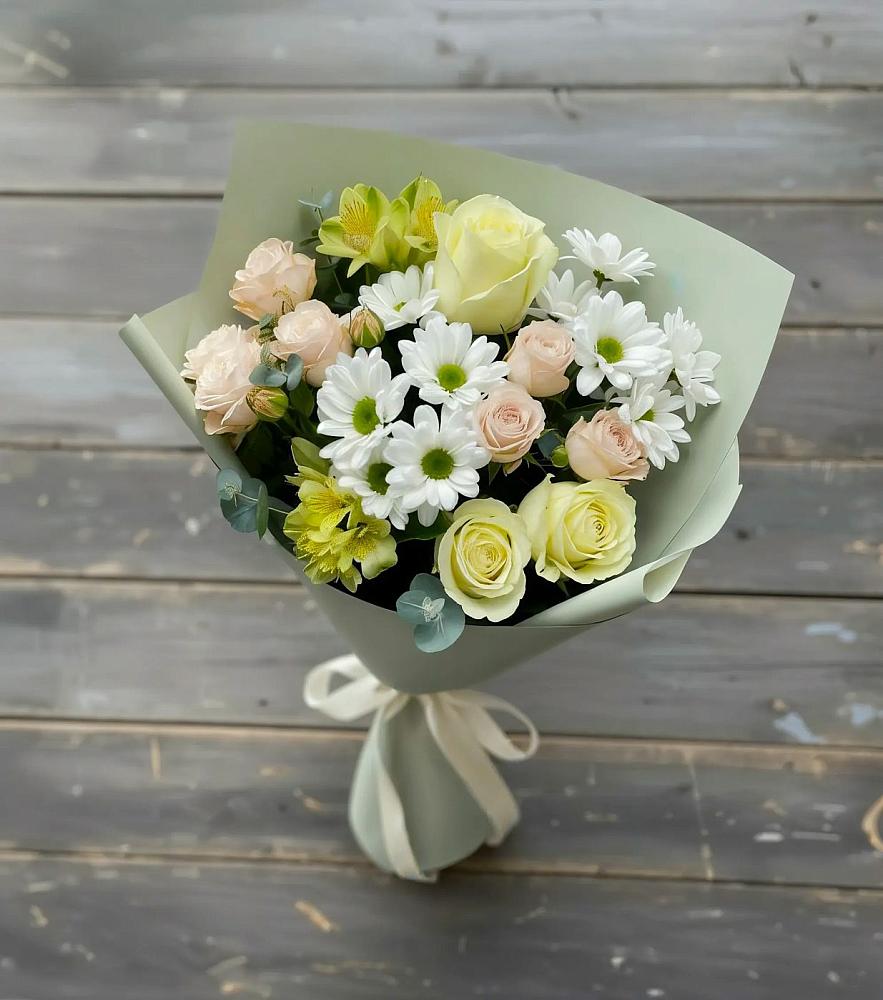 Букет цветов из: Альстромерии, Розы и Хризантемы в Кагальницкой