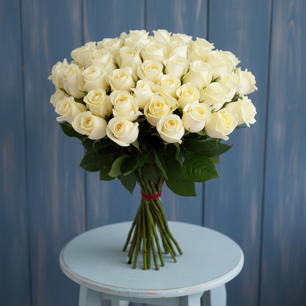 Букет 51 Белая роза Эдлесс Лав в Кагальницкой