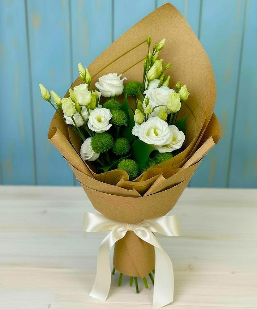 Букет цветов из: Хризантемы и Лизиантусы в Кагальницкой