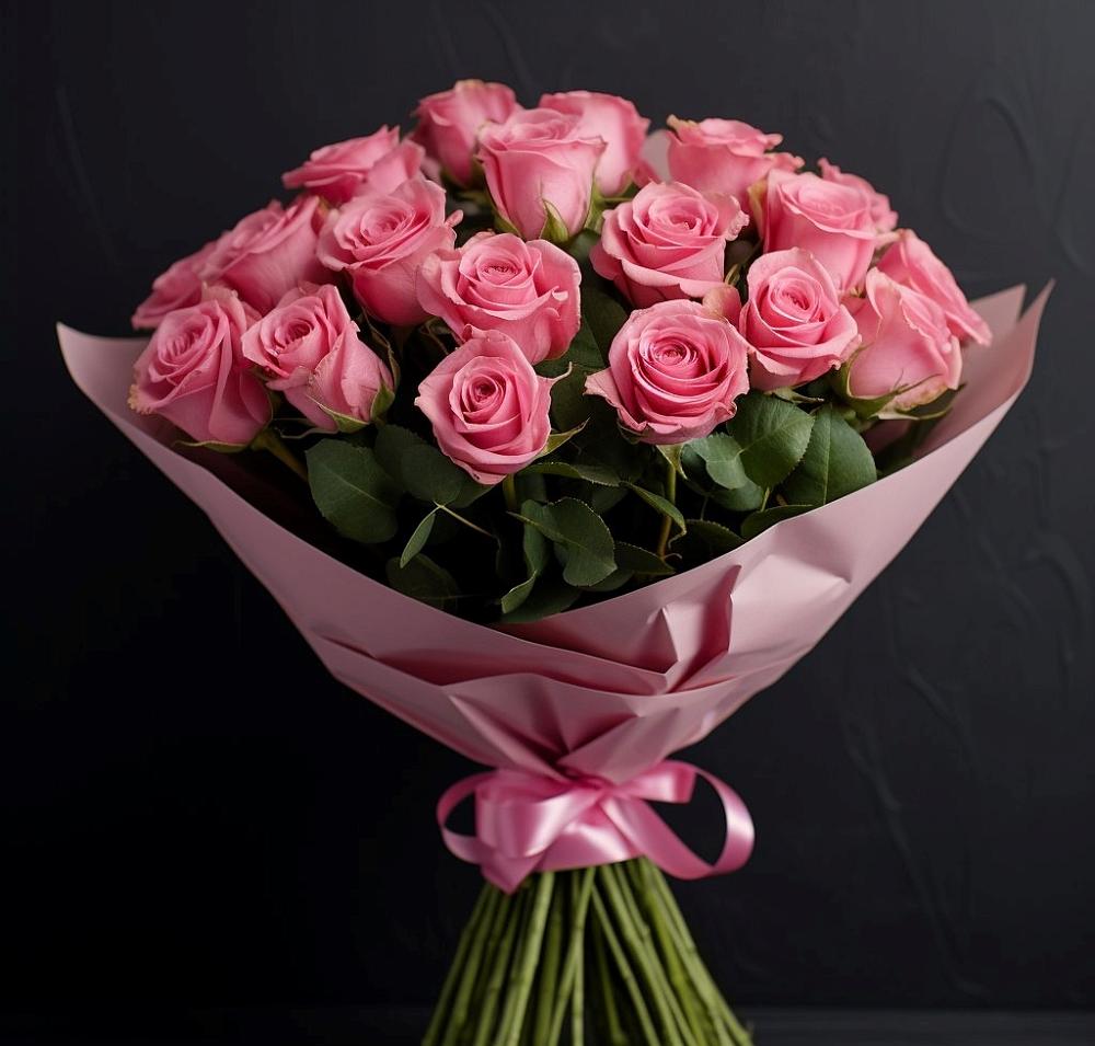 Букет 25 розовых роз в Кагальницкой