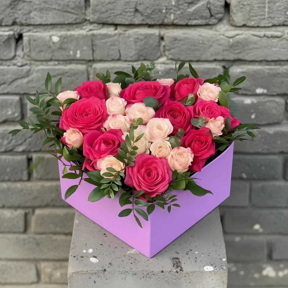 Цветочная композиция из Розы в коробке в Кагальницкой