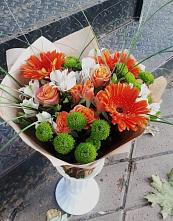 Букет цветов из:  Герберы, Хризантемы, Альстромерии и Розы в Кагальницкой
