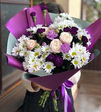 Букет цветов из:  Хризантемы, Гвоздики и Розы в Кагальницкой