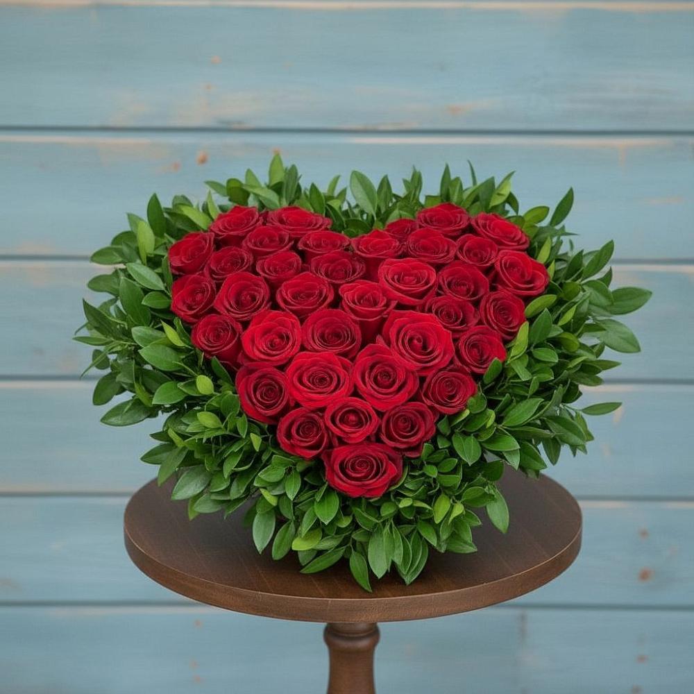 Цветочная композиция из Розы в виде сердца в Кагальницкой