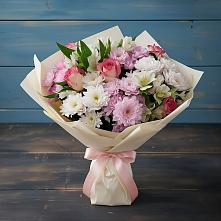 Букет цветов из:  Хризантемы, Альстромерии и Розы в Кагальницкой