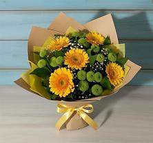 Букет цветов из:  Герберы и Хризантемы в Кагальницкой