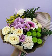 Букет цветов из:  Хризантемы, Розы, Гвоздики и Герберы в Кагальницкой