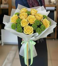 Букет цветов из:  Хризантемы и Розы в Кагальницкой