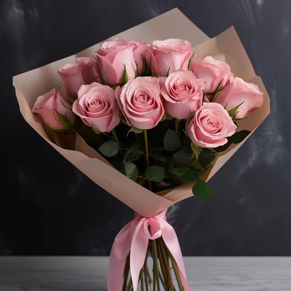 Букет 11 розовых роз в Кагальницкой