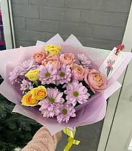 Букет цветов из:  Хризантемы и Розы в Кагальницкой