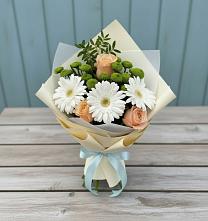 Букет цветов из:  Герберы, Розы и Хризантемы в Кагальницкой