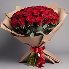 Букет 25 Красных роз Лотус в Кагальницкой