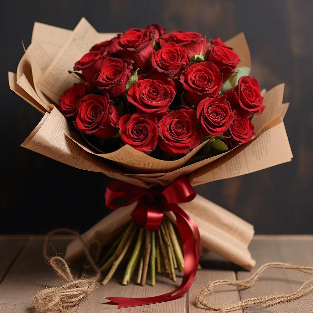 Букет 17 Красных роз Эдлесс Лав в Кагальницкой