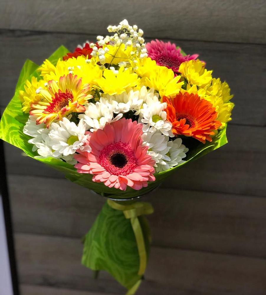 Букет цветов из: Герберы и Хризантемы в Кагальницкой